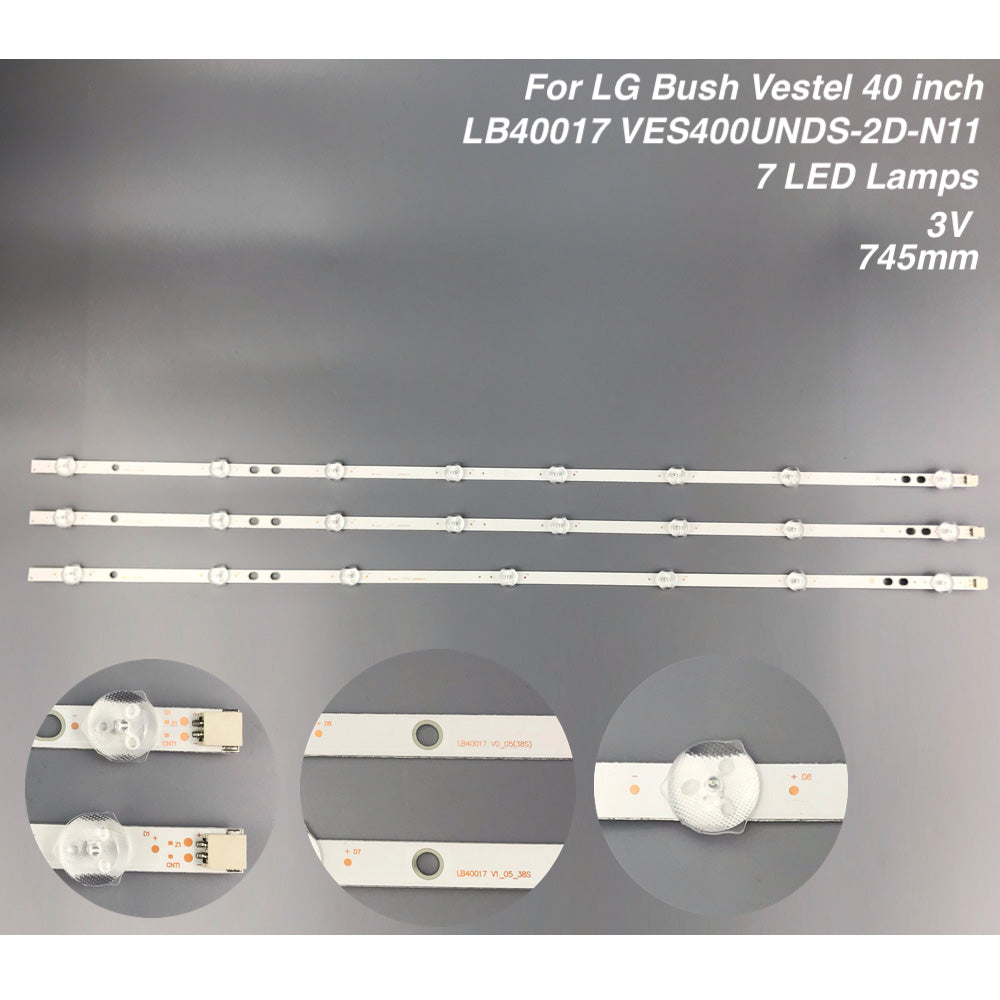3V 1W LED TV Backlight Strips For Vestel 40inch LED TV Spare Parts Repair 3PCS/SET LB40017 V1_05(38S) 17DLB40VXR1